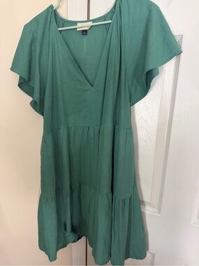 Universal Thread Teal V-Neck Tiered Mini Dress
